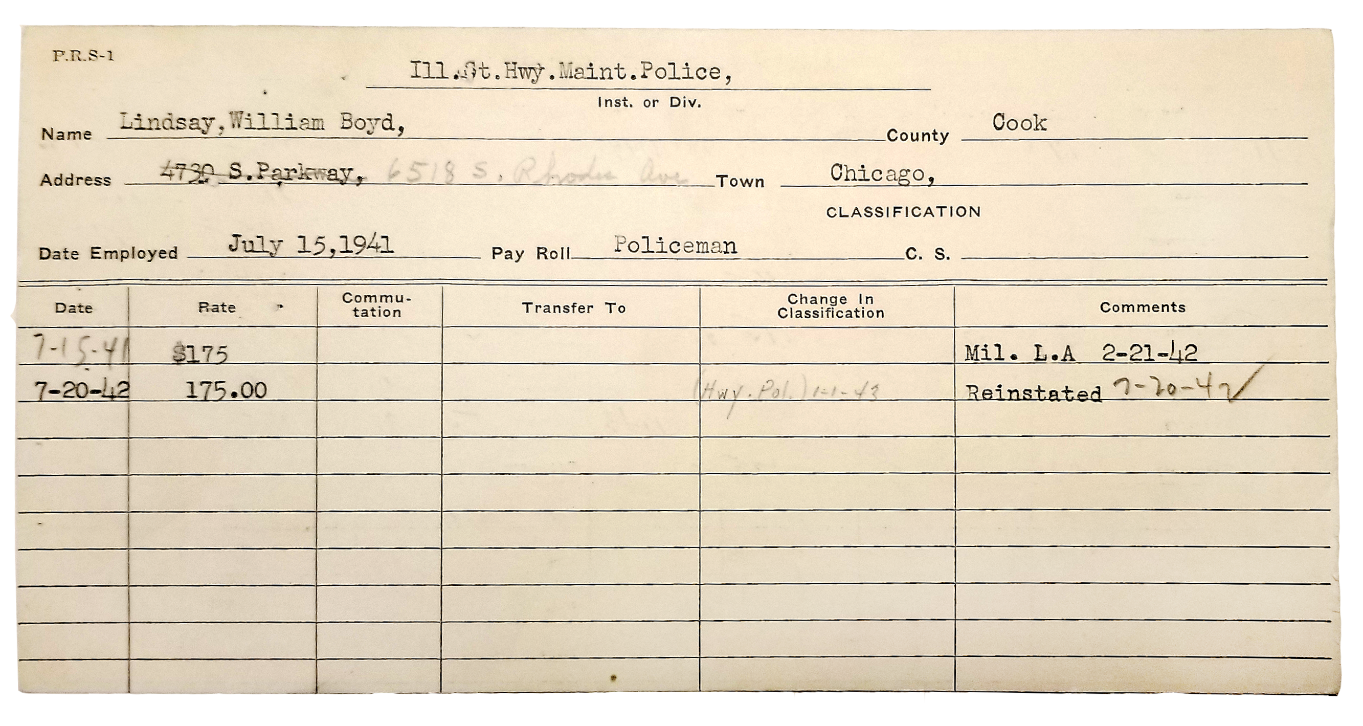 Lindsay Employment Card 2b